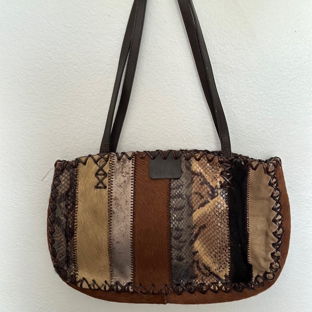 Vintage MALI PARMI 1992 Edition Mixed Leather Skin Pony Hair Suede Handbag